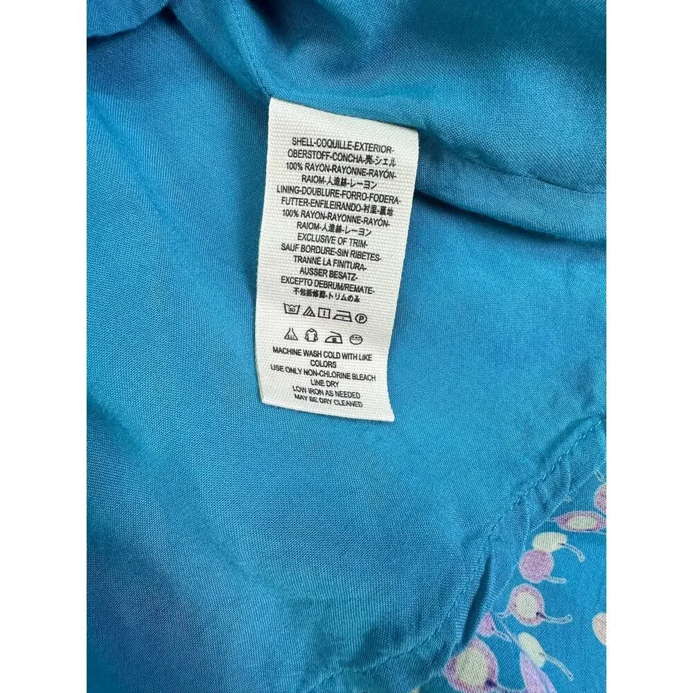 Free People Coryn Mini Dress Cherry Print Teal Blue Green Cut Out Pleated Size 4 - Picture 12 of 12
